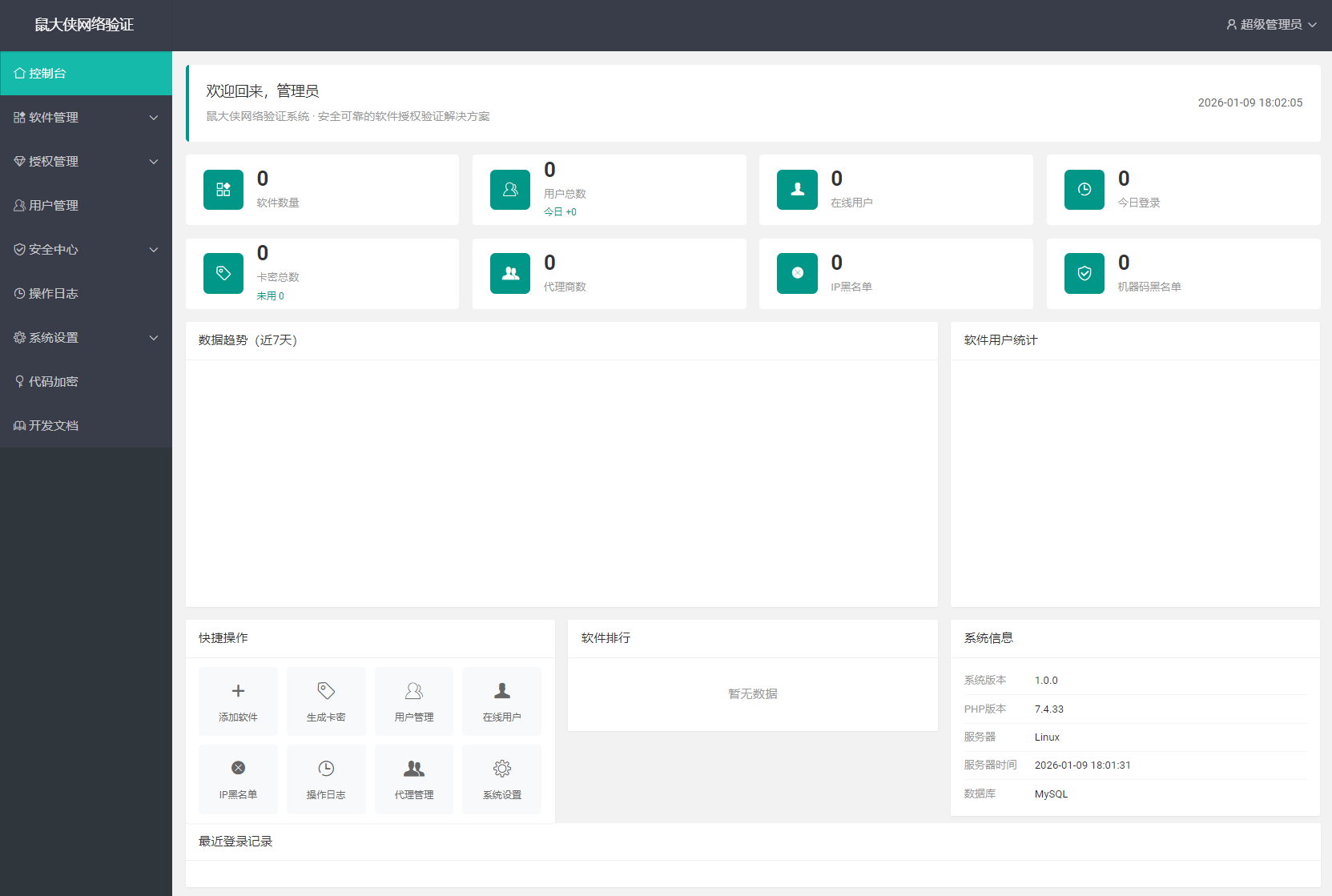 鼠大侠网络验证系统源码 一机一码授权验证 全开源-伏羲SAAS