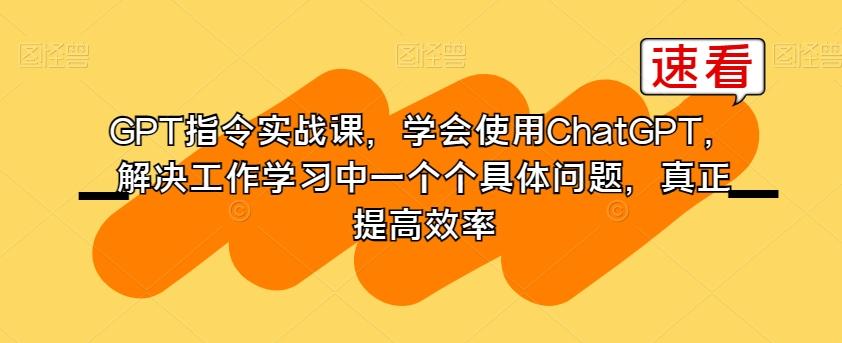 GPT指令实战课，学会使用ChatGPT，解决工作学习中一个个具体问题，真正提高效率-伏羲SAAS