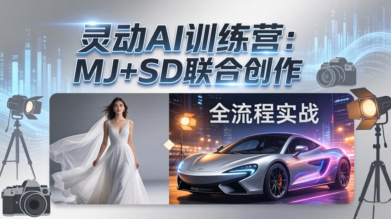 灵动AI训练营-3.0课程：MJ+SD联合创作，从婚纱大片到汽车广告，摄影后期全流程实战-伏羲SAAS